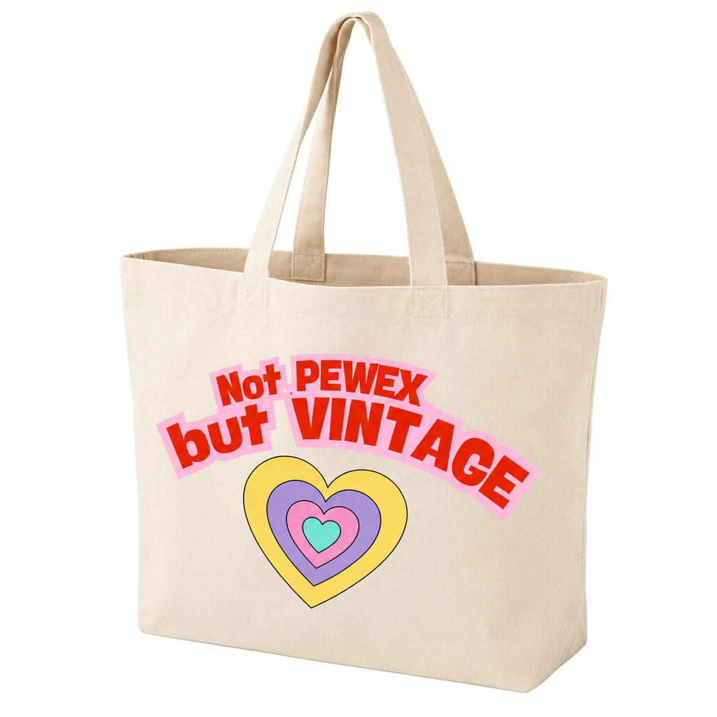 Duża Torba Bawełniana Shopper Vintage 90s