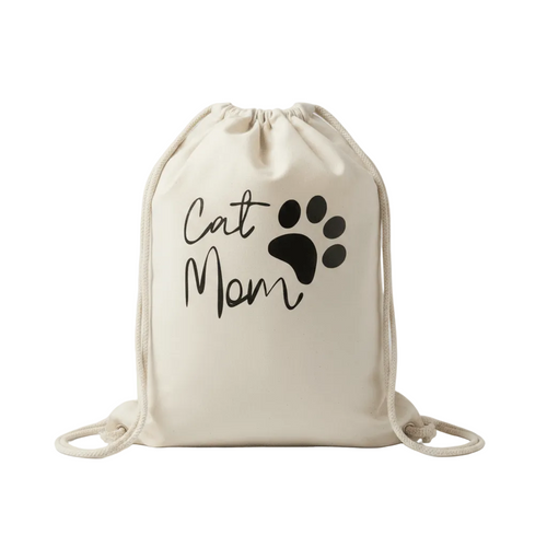 Plecak bawełniany worek – Cat Mom - Kocia Mama - Kocham Koty - Nosi Mi Się