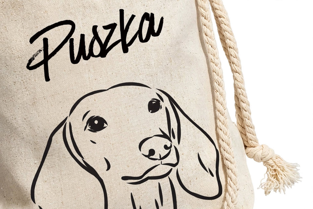 Plecak personalizowany z psem - bawełniany z imieniem