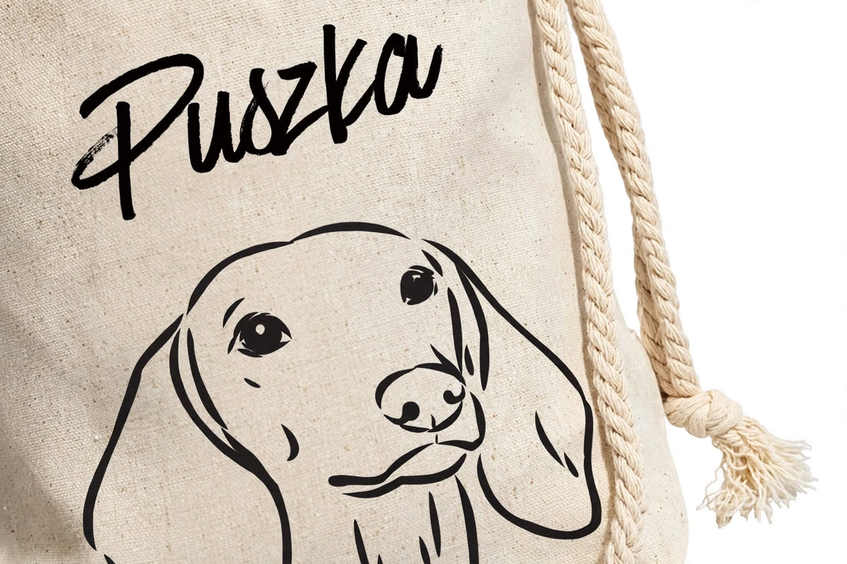 Plecak personalizowany z psem - bawełniany z imieniem
