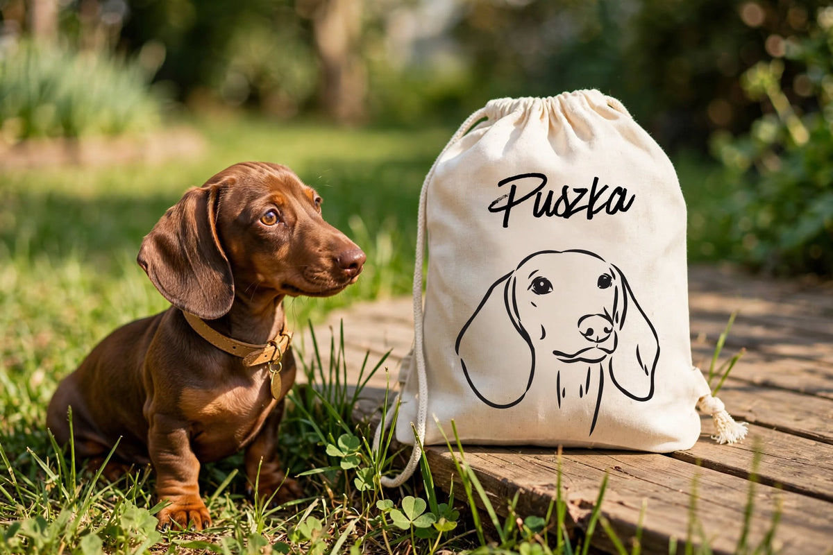 Plecak personalizowany z psem - bawełniany z imieniem