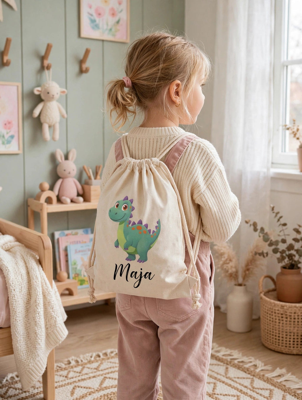 Plecak bawełniany z personalizacją Dino 2 - Nosi Mi Się