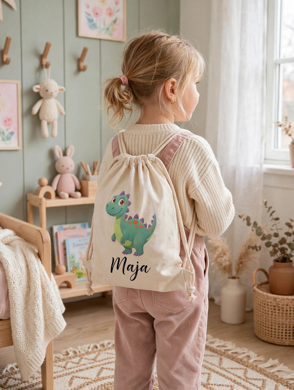 Plecak bawełniany z personalizacją Dino 2 - Nosi Mi Się