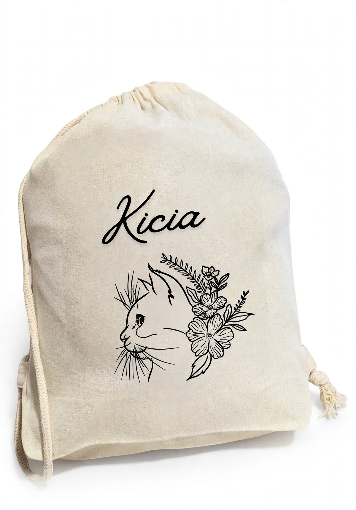 Plecak personalizowany z kotem – bawełniany z imieniem - Nosi Mi Się