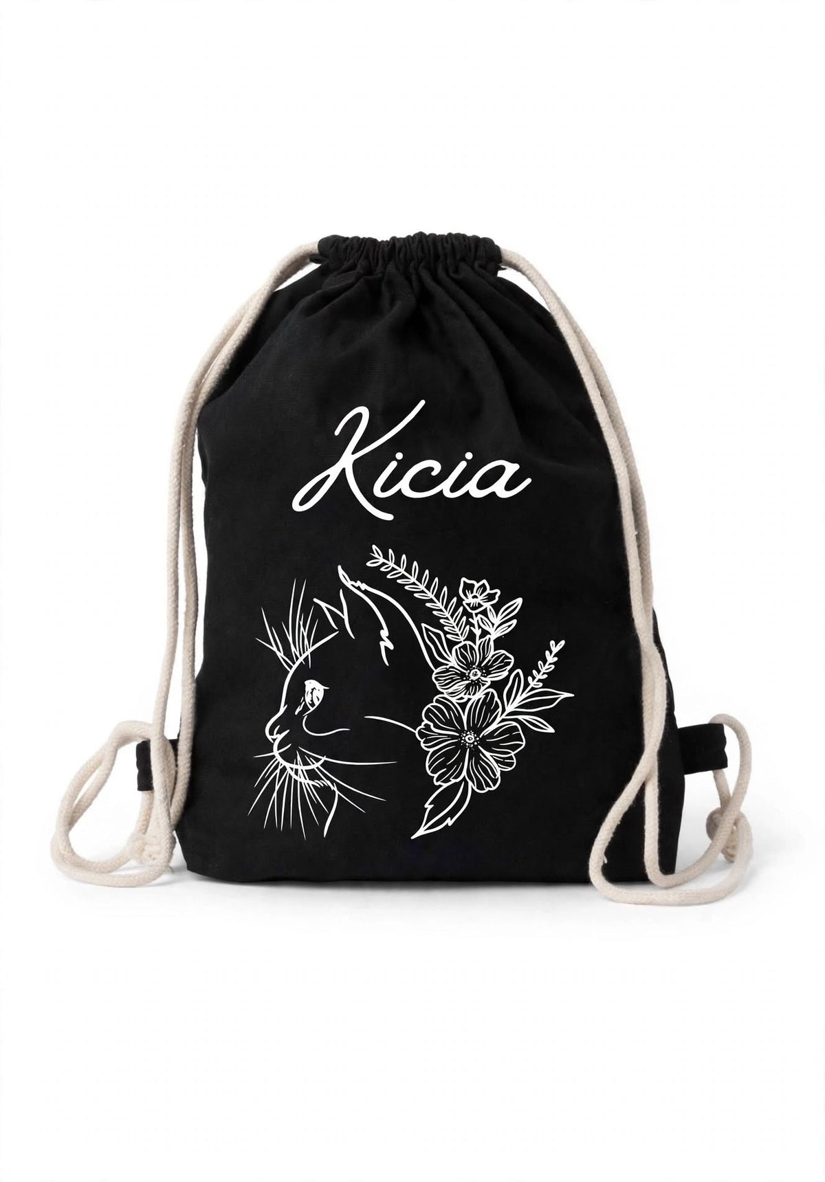 Plecak personalizowany z kotem – bawełniany z imieniem - Nosi Mi Się