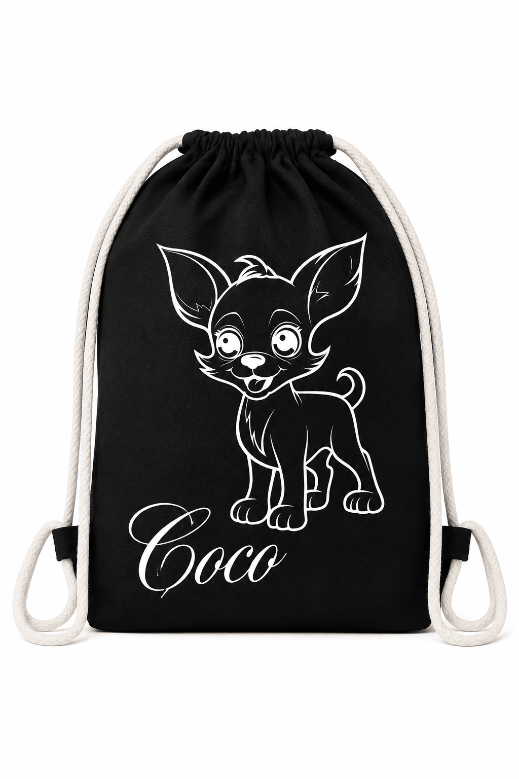 Plecak personalizowany z psem Chihuahua - bawełniany z imieniem - Nosi Mi Się